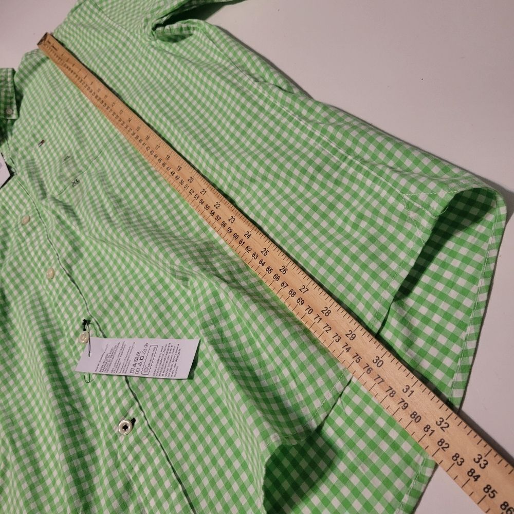 $80 NEW XL TALL GRAND ORGANIC COTTON GREEN WHITE CHECK LONG SLEEVE SHIRT NWT - Picture 3 of 13